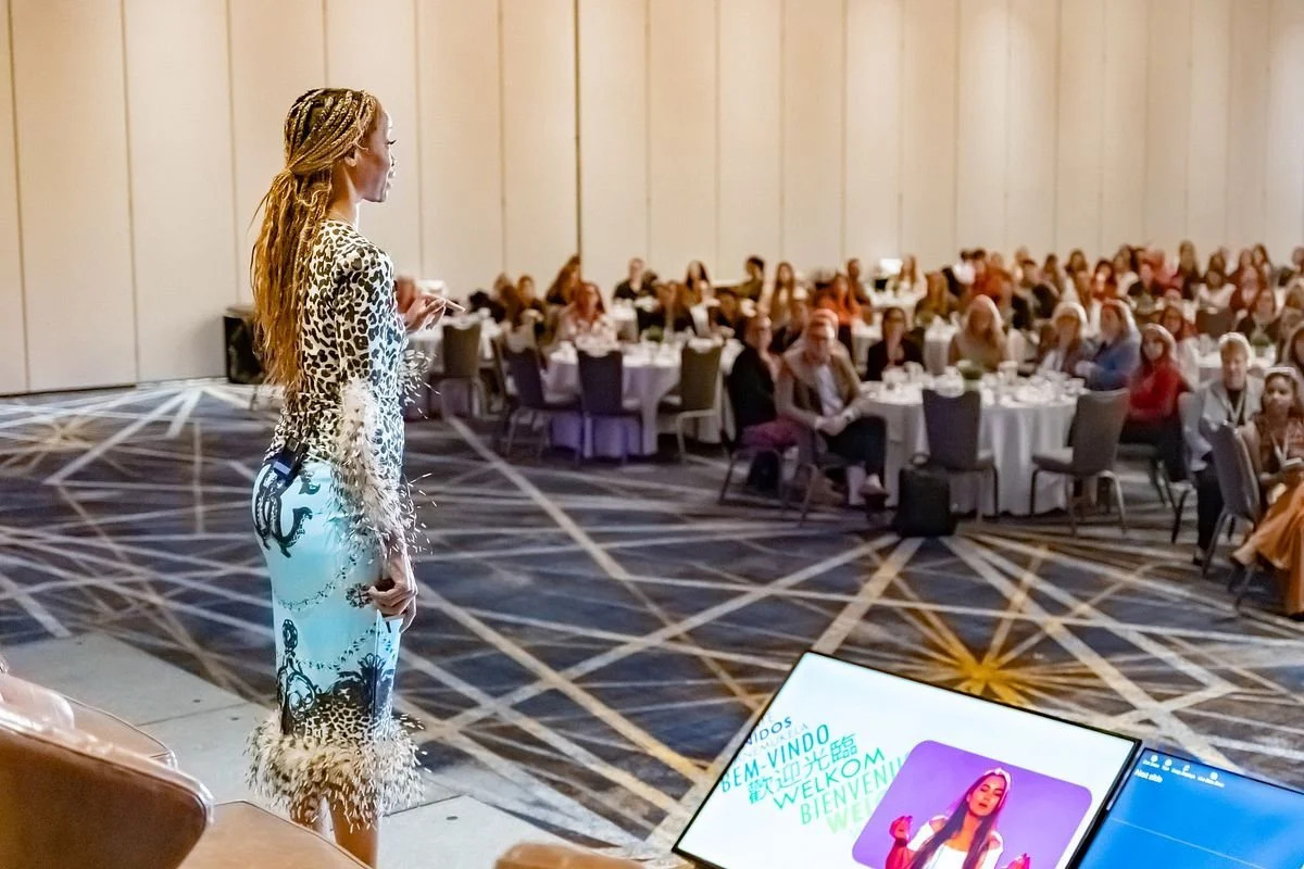 Lilah Jones delivering her keynote The Activated Leader on stage.