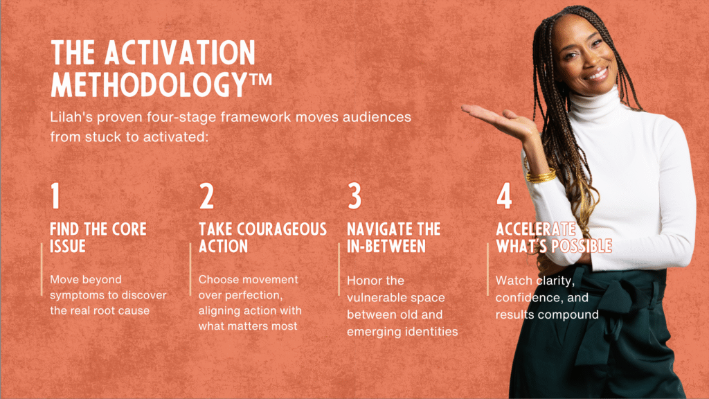 Lilah Jones coaching leaders through her Activation Methodology.